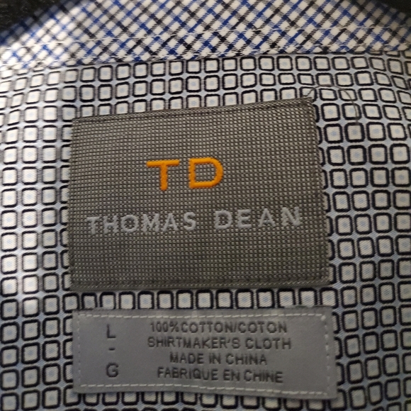 Thomas Dean button down black blue square pattern - Picture 2 of 3